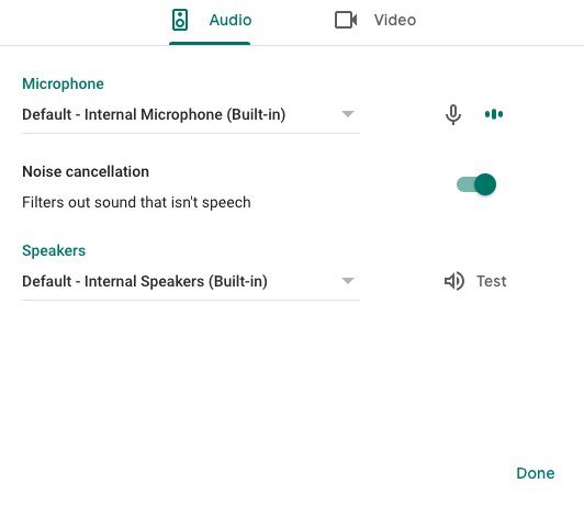 Noise cancellation feature Google Meet